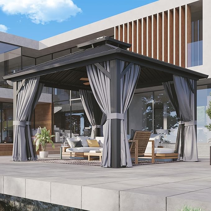 Aoxun 12'x12' Hardtop Gazebo, Aluminum Frame Canopy - Image 9