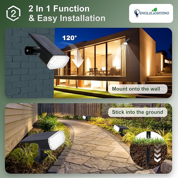 DINGLILIGHTING Solar Lights Outdoor Waterproof: IP65 Led Spot Light Decorations - Image 6