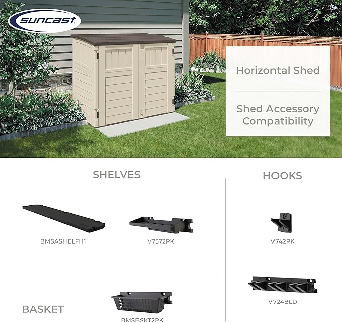Suncast 34 Cu Ft Horizontal Resin Plastic Storage Shed - Image 9