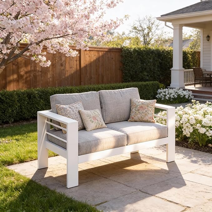 Kiss the Water Outdoor Patio Furniture Loveseat Sofa, All-Weather Metal by KisstheWaterPatioTool