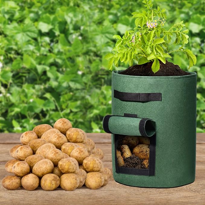 Delxo 5 Pack 10 Gallon Potato Grow Bags, Garden Planting Growing Bag - Image 7