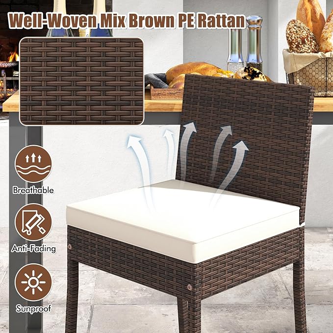 HAPPYGRILL Wicker Patio Barstools Set of 2, Outdoor Rattan Bar Chairs - Image 5