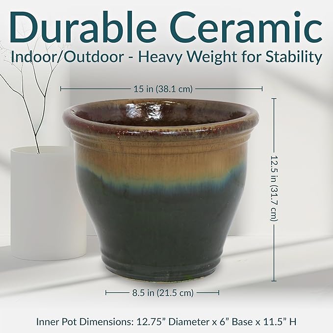 Sunnydaze Large Ceramic Plant Pot - Image 5
