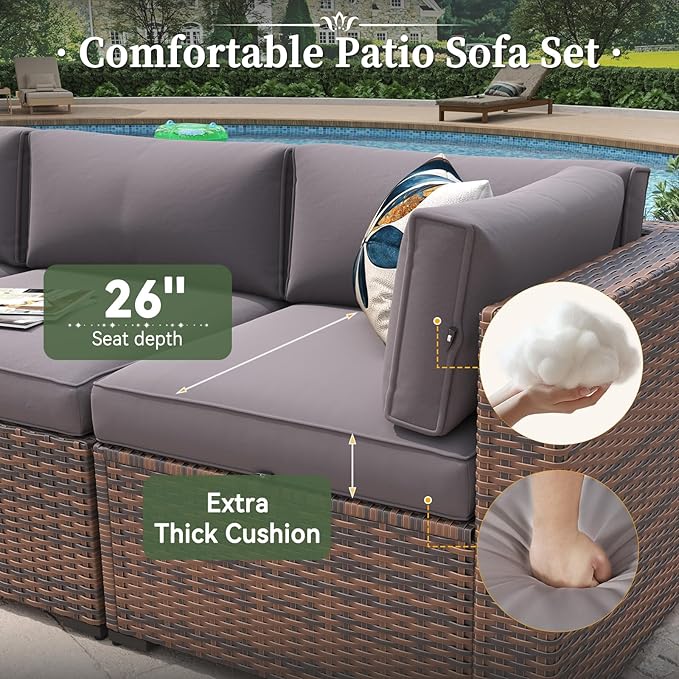 Aoxun 11 Piece Patio Furniture Set Wicker Rattan Patio Conversation Set Outdoor - Image 3