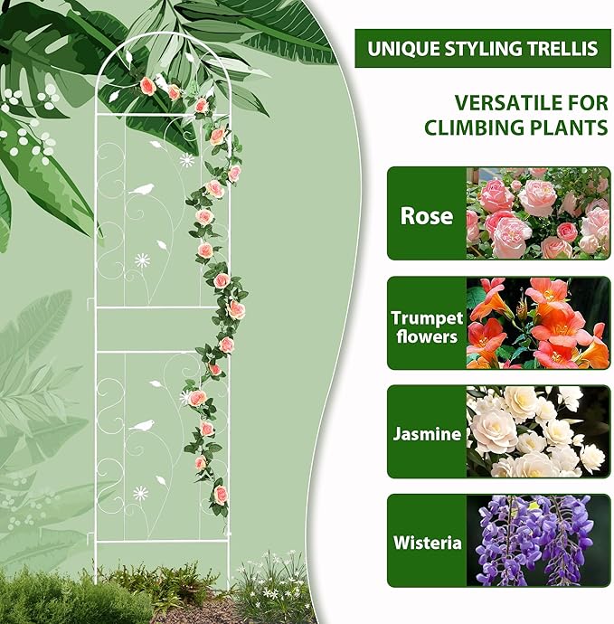 Metal Garden Trellis for Climbing Plants, 86.5" x 19.7" Metal Plant Trellis - Image 4