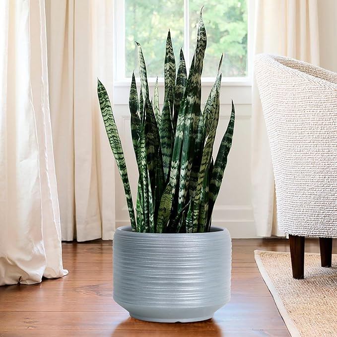 10 Inch Ceramic Plant Pot with Drainage – Large Flower Pot - Image 7