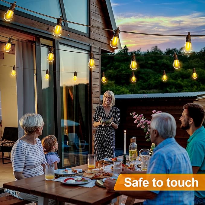 Outdoor String Lights Patio LED Light Outside - 45M 43+2 S14 LED Dimmable 150ft - Image 8