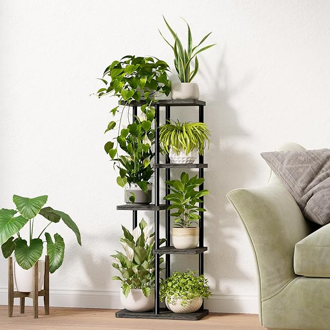 Bamworld Plant Stand Indoor, Corner 5 Tier Metal Plant Shelf - Image 3