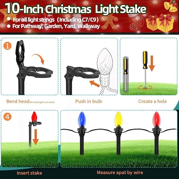 100 Pack Christmas Light Stakes 8.5"-10" - Image 4