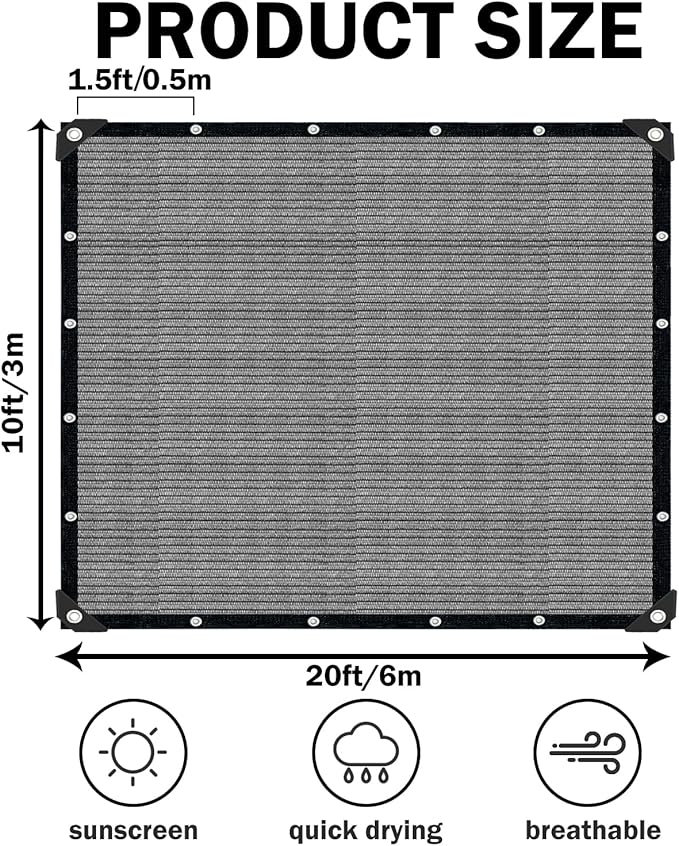 Grey Sun Shade Cloth, Pergola Shade Cover - Image 2