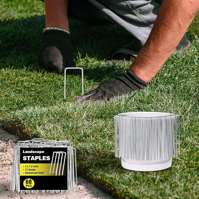 HongWay 60 Pack 4 Inch Landscape Staples, Garden Staples 12 Gauge Galvanized - Image 3