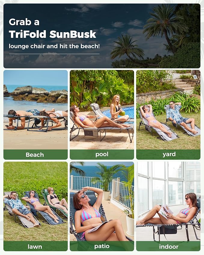 KingCamp Tanning Chair with Face Hole, Lounge Chairs Outdoor Folding Comfy - Image 8