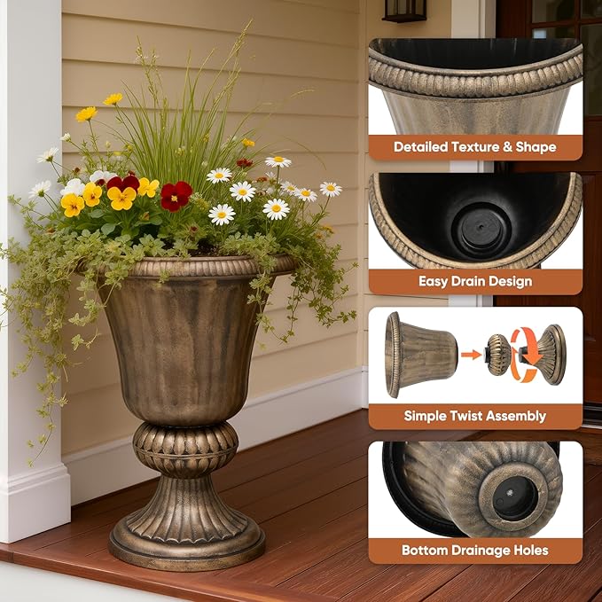 Athena Collection 20''H Bronze Garden Plastic Urn - Image 4