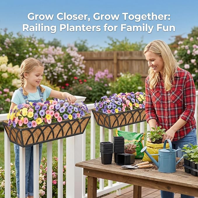 HFHOME 2 Pcs 30" Window Box Deck Railing Planter - Image 5
