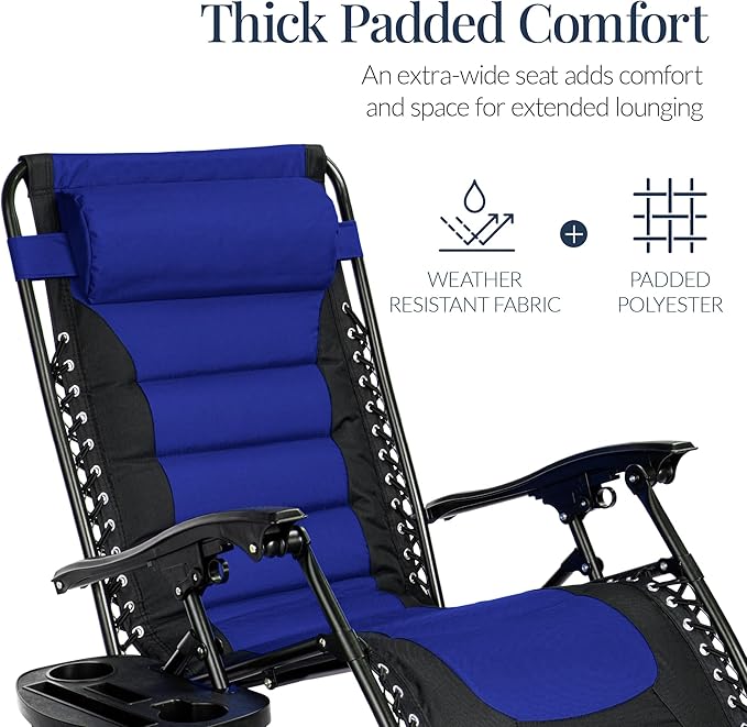Best Choice Products Oversized Padded Zero Gravity Chair, Folding Outdoor Patio - Image 6