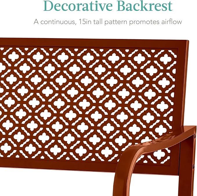 Best Choice Products Outdoor Bench 2-Person Metal Steel Benches Furniture - Image 5