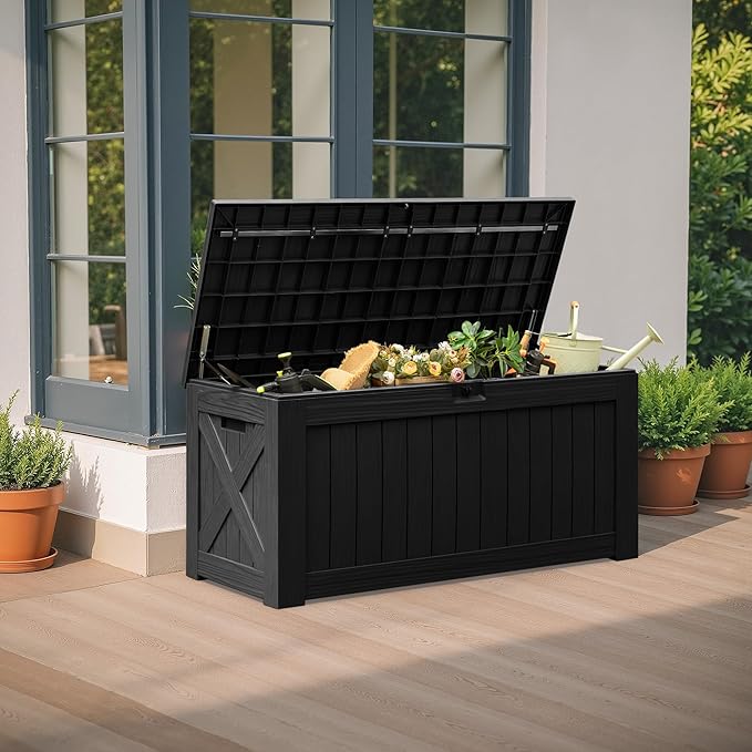 Flamaker Resin Deck Box 120 Gallon Waterproof Large Outdoor Indoor Storage Box - Image 7