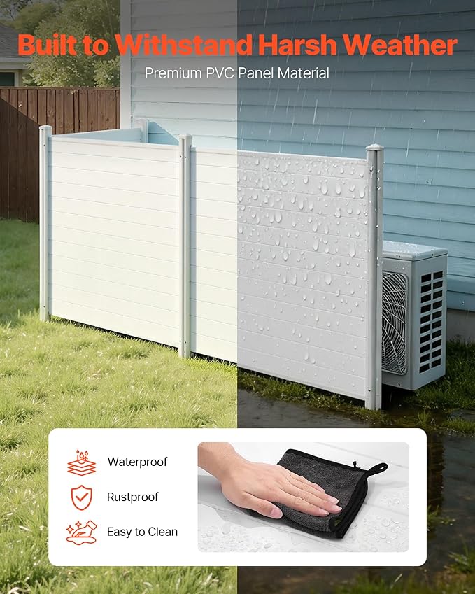 VEVOR Outdoor Privacy Screen, 50in H x 50in W Air Conditioner Fence, 3-Panel - Image 5