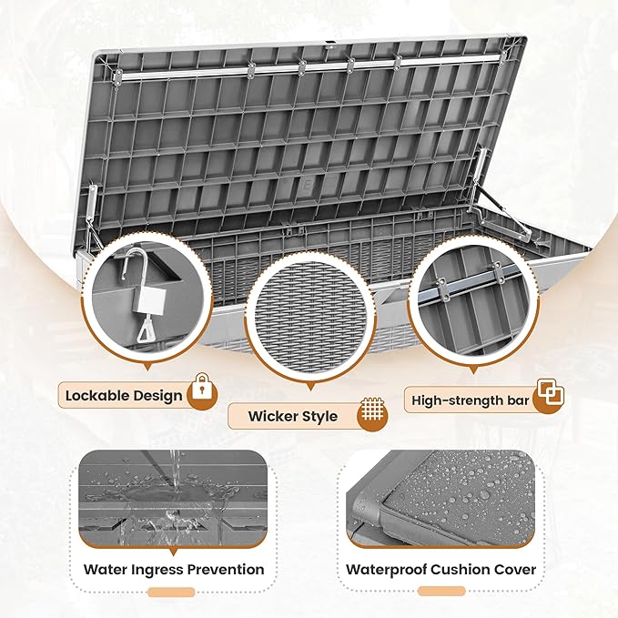 Greesum 100 Gallon Resin Deck Box Large Outdoor Storage - Image 6