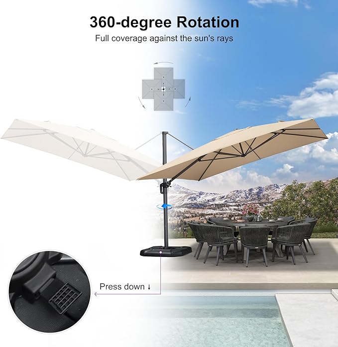 PURPLE LEAF 11.5' X 11.5' Telescopic Patio Umbrella - Image 6
