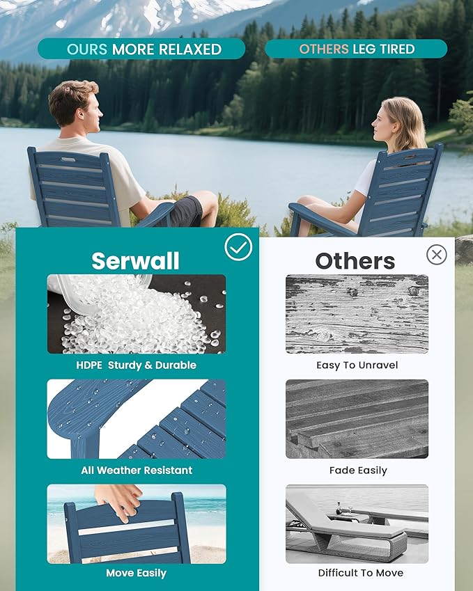 SERWALL Oversized Outdoor Rocking Chair, HDPE Patio Rocking Chair - Image 6