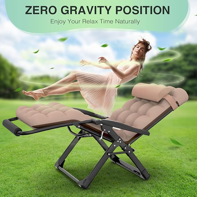 Suteck Oversized Zero Gravity Chair, 29In XL Lounge Chair w/Removable - Image 6