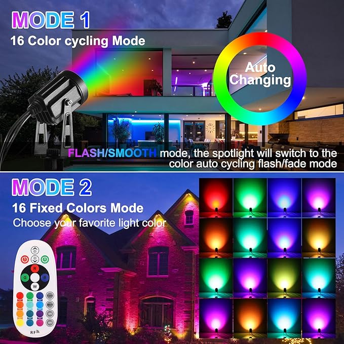 Outdoor Landscape Lighting, 6 Pack RGB Outdoor Spot Lights - Image 8