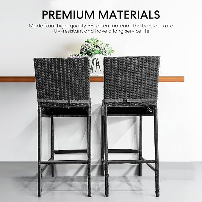 VIVOHOME Outdoor Wicker Barstool 4 Packs, Bar Chairs PE Rattan Materail - Image 5