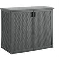 Suncast Resin Outdoor Storage Cabinet, Cool Gray Wicker Resin Outdoor Cabinet by Suncast
