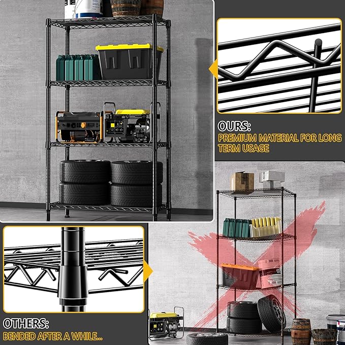 1000 lbs 4 Tier Shelf Metal Storage Shelves Shelving Wire Rack Heavy Duty - Image 6