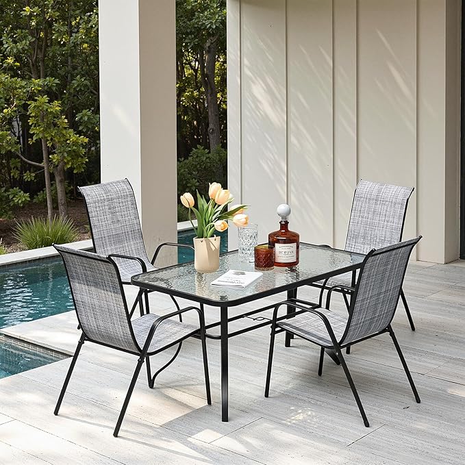 MAMIZO Patio Dining Chairs, Stackable All Weather Teslin Chair, Heavy Duty - Image 9