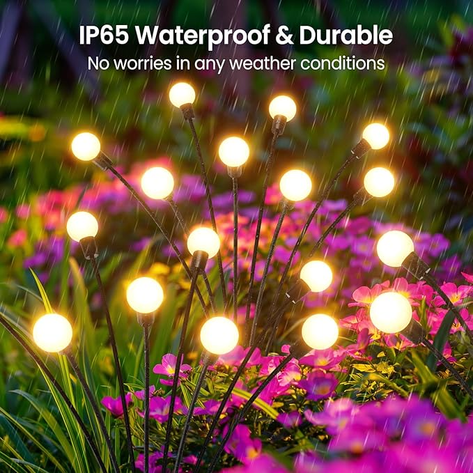 LETMY Solar Lights Outdoor, 4 Pack 32 LED Swaying Solar Garden Lights, Firefly - Image 2