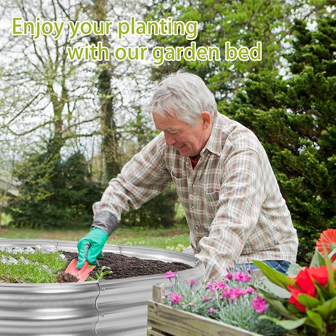 Oval Galvanized Planter Box, Metal Raised Garden Bed - Image 5