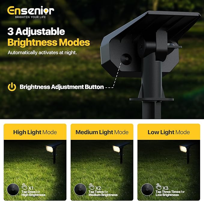 Ensenior Solar Spotlights Outdoor, 56 LEDs Brightness Adjustable 6500K LED - Image 3