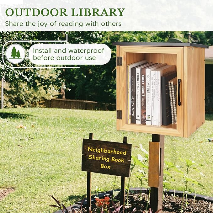 Outdoor Library Outdoor Book Box Storage Small Wooden Cabinet Little Literature - Image 7