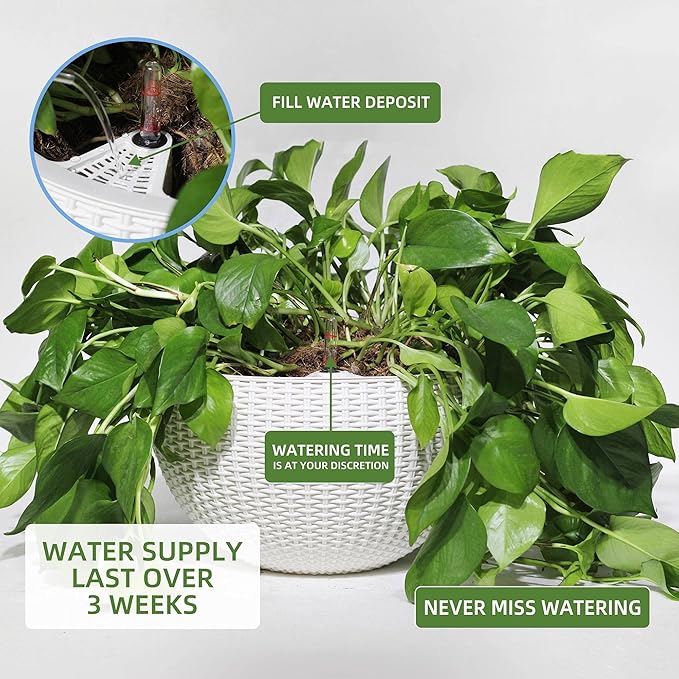 Dexceder 13.5 Inch Large Self Watering Hanging Planters Indoor Outdoor - Image 4