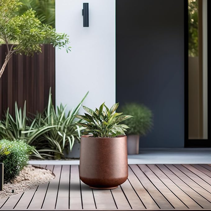 Kante 11.6" Dia Round Concrete Planter, Outdoor Indoor Large Plant Pots - Image 6