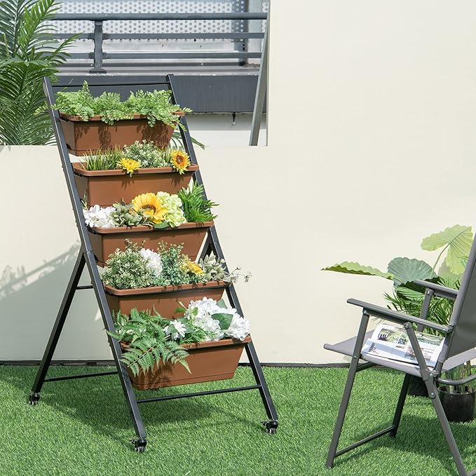 Giantex Vertical Raised Garden Bed on Wheels, 5-Tier Elevated Planter Boxes - Image 3