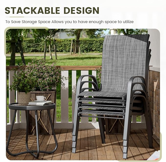 UDPATIO Patio Chairs Set of 8, Stackable Outdoor Dining Chairs - Image 4
