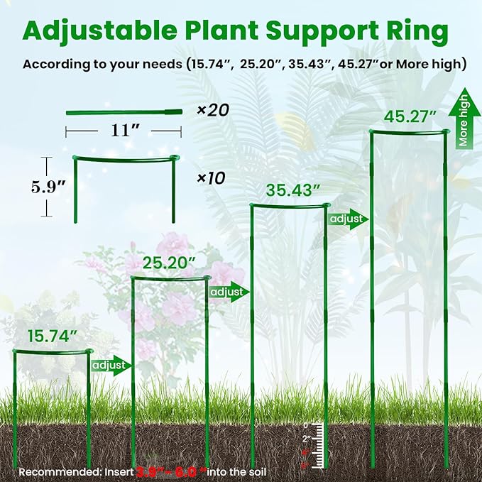 10-Pack Adjustable Height Snake Plant Support Stakes- Sturdy, Rust-Resistant - Image 4