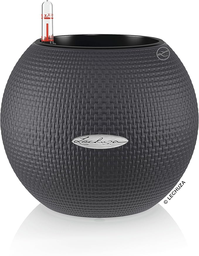 Lechuza Puro Color 20 Slate, Self-Watering Small Indoor Planter, D7.9 H6.3 in by LECHUZA