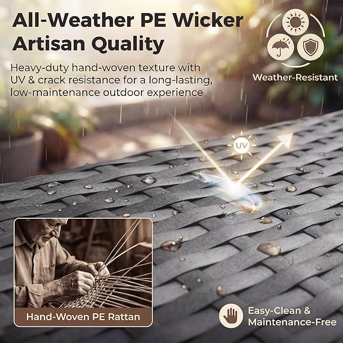 NICESOUL 9 Piece Outdoor Patio Garden Furniture Set - Image 8
