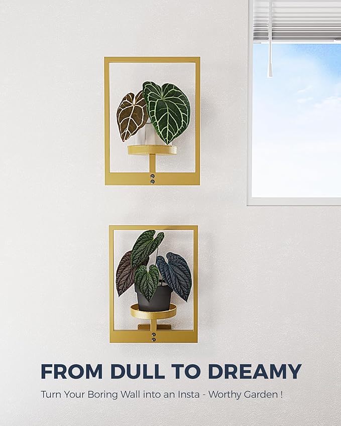 Bamworld Gold Plant Stand Indoor, Plant Hanger Wall Planters - Image 4
