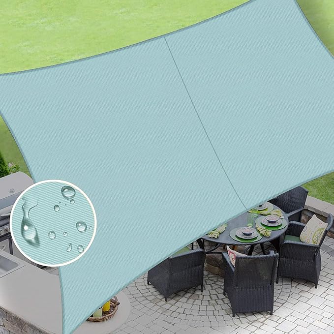 LOVE STORY Waterproof 10' x 10' Rectangle Sky Blue Sun Shade Sail Cannoy UV by LOVESTORY
