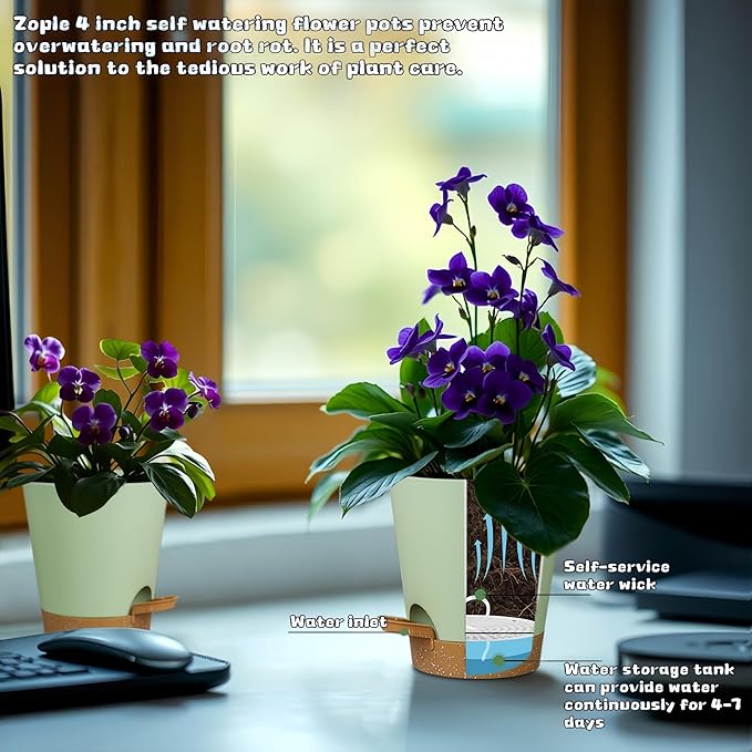 12 Pack 4 Inch Self Watering Plant Pots - Image 3