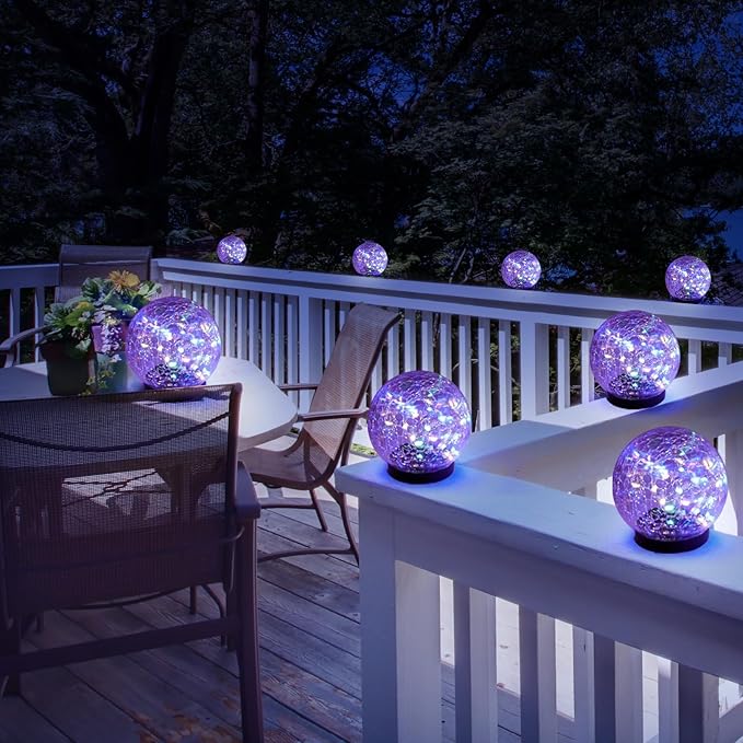 Solar Garden Lights Outdoor Waterproof, 4 Pack Cracked Glass Ball Light - Image 6