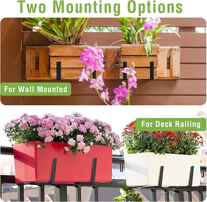 Window Box Brackets, Adjustable Hanging Railing Planter Box Brackets, Heavy - Image 4