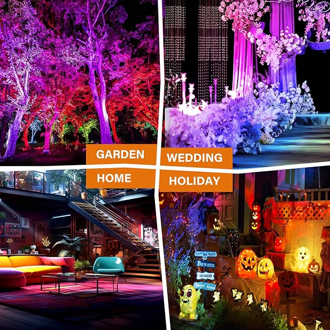 RGBW 8W LED Spotlight with Remote, 16 Color Changing Landscape Lighting - Image 7