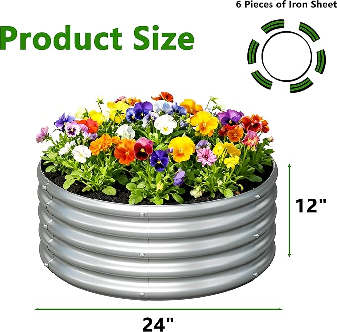 3PCS 2x2x1FT Galvanized Raised Garden Bed Kit, Vegetable Boxes-Round Metal - Image 2