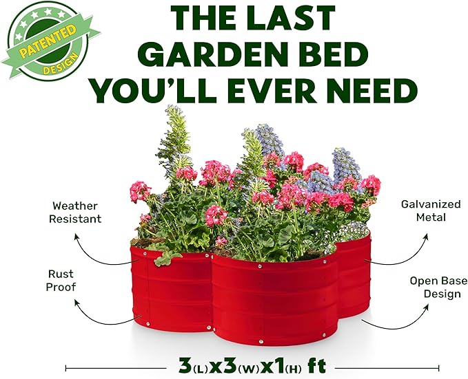 Plant & Plot Galvanized Raised Garden Beds Outdoor // 3×3×1 ft Planter Raised - Image 5